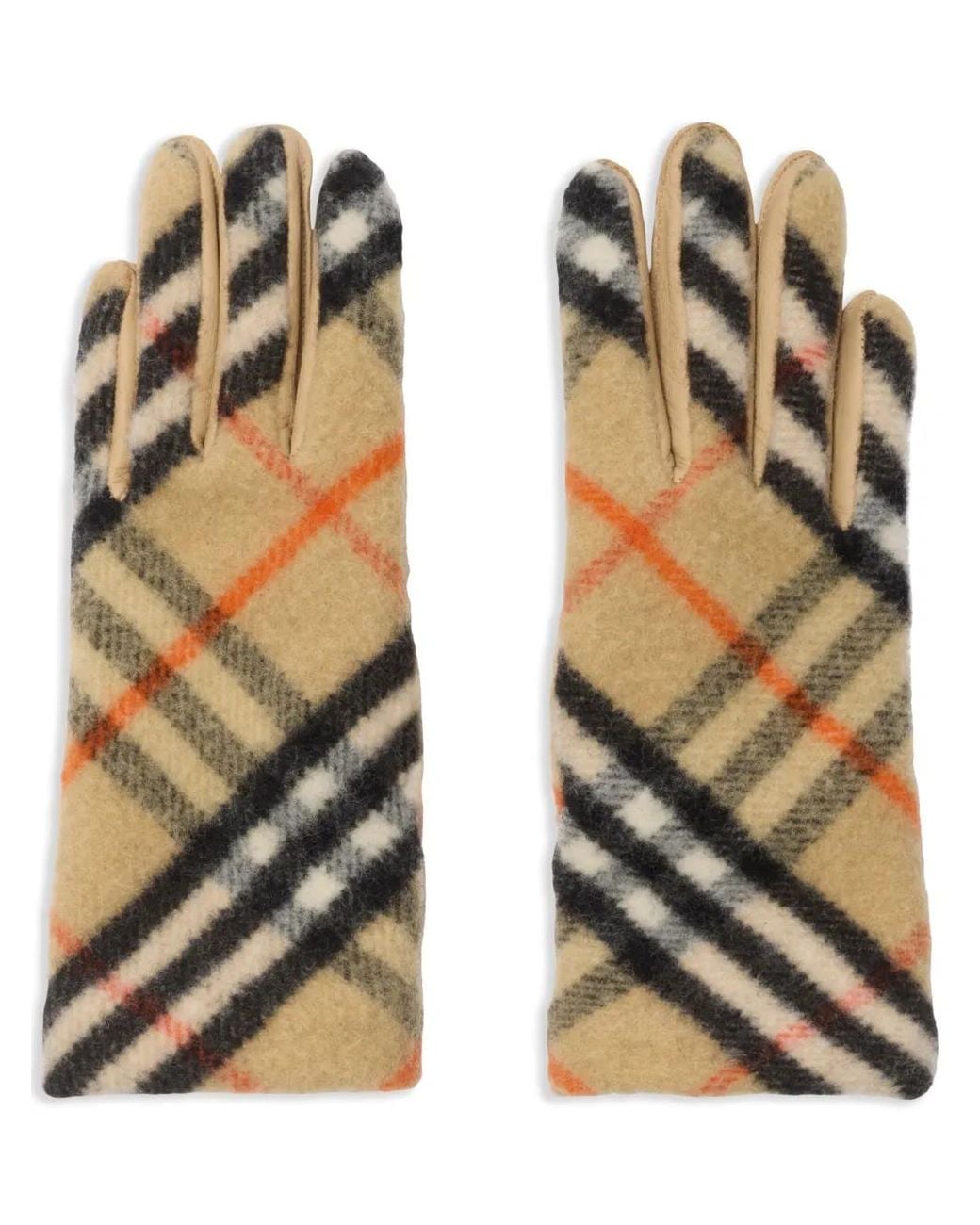 Burberry Natural Check-Pattern Wool Gloves