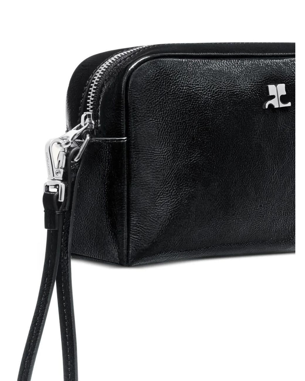 Courreges Black Naplack Logo-Plaque Mini Bag