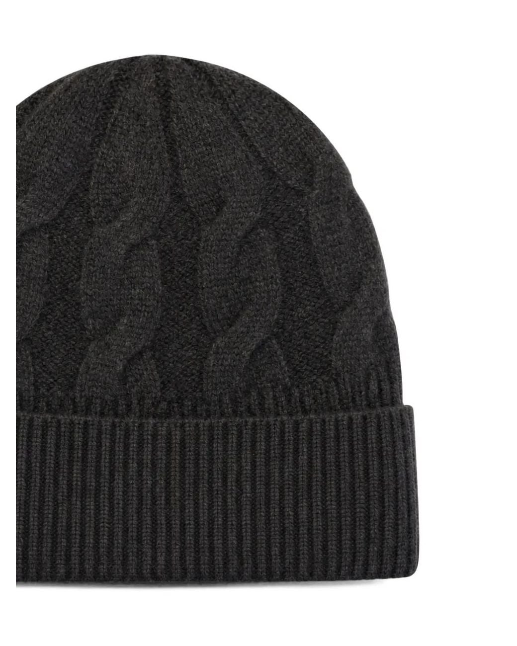 LeKasha Black Cable-Knit Beanie Hat