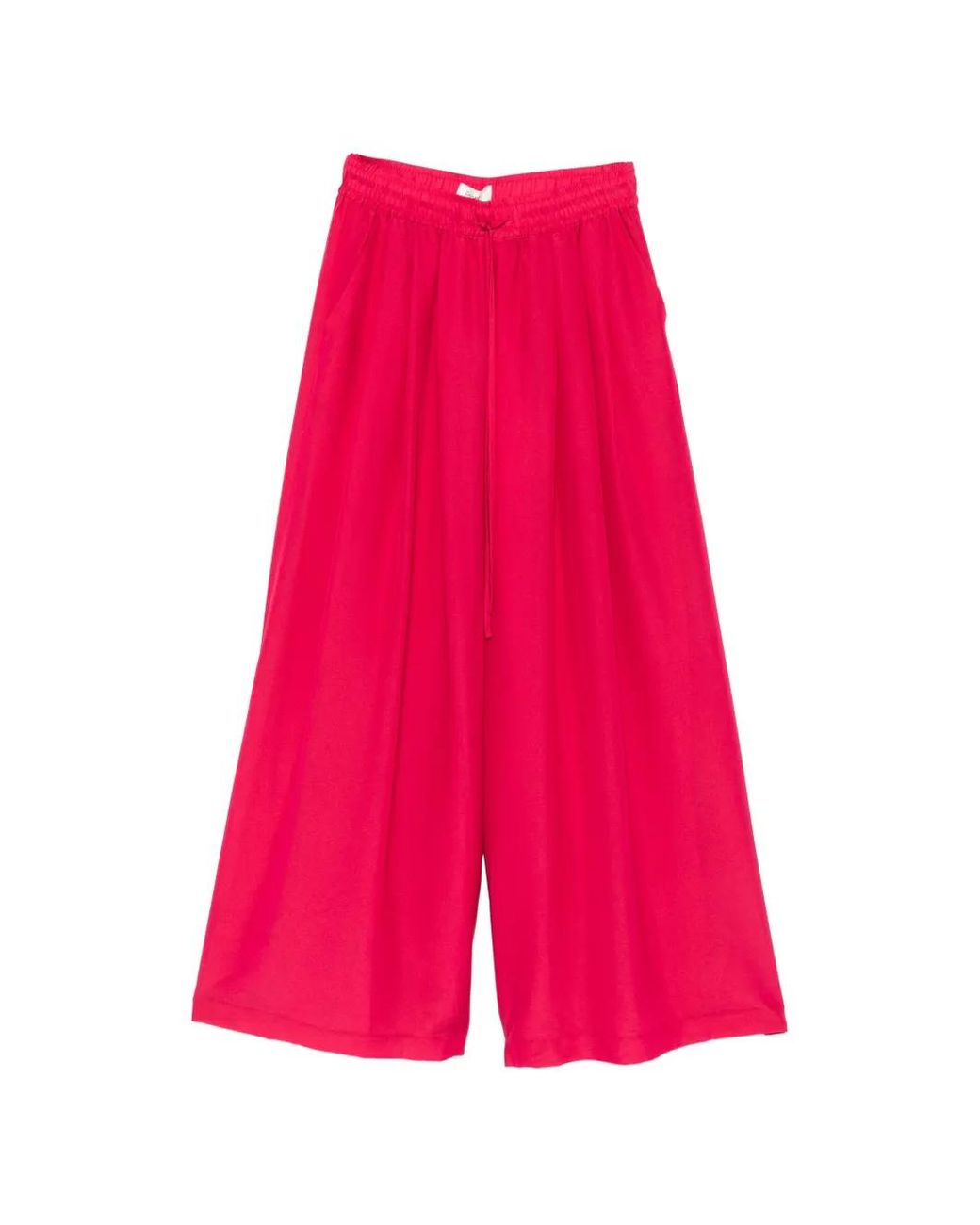 Psophia Pink Drawstring-Waist Wide-Leg Trousers