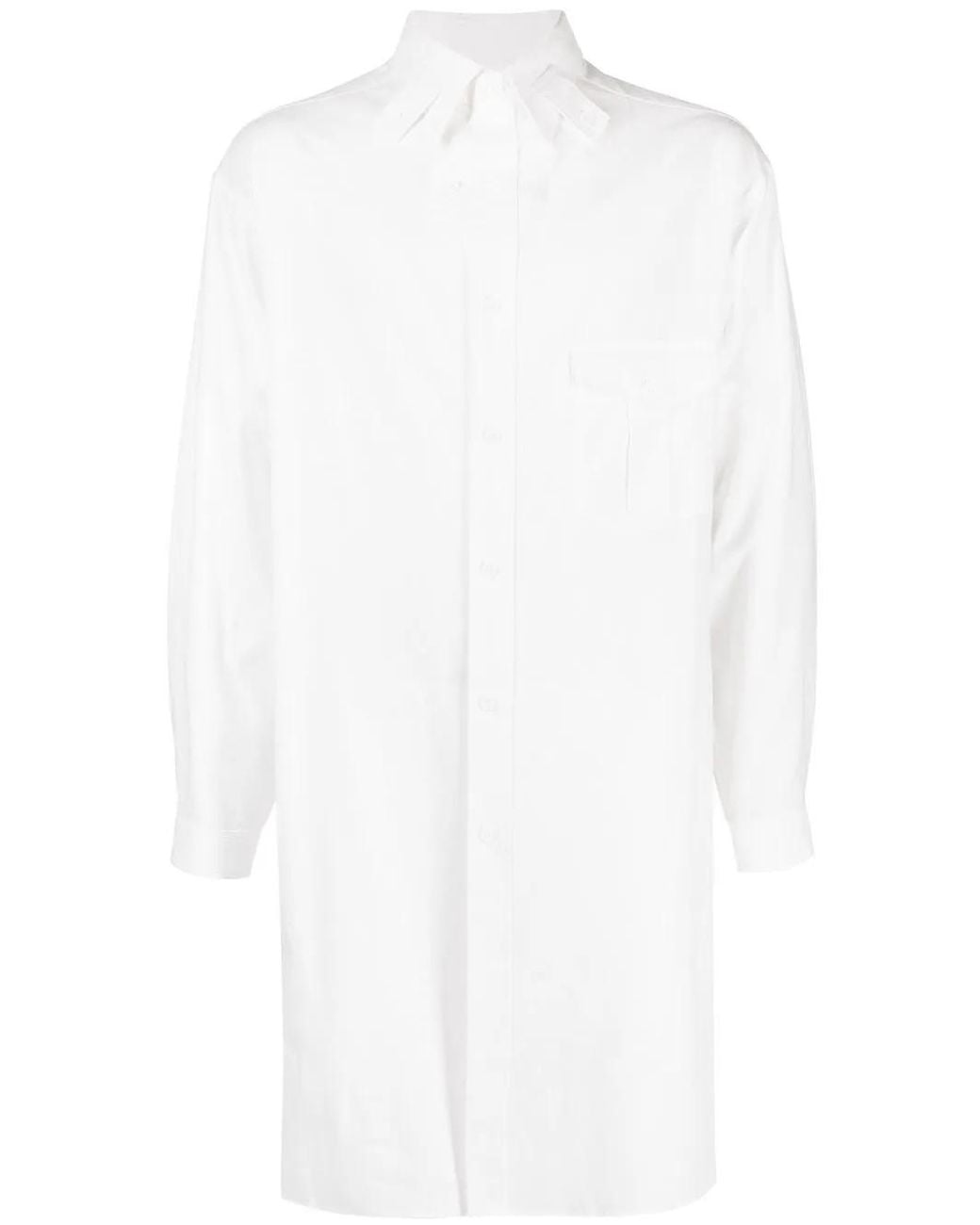 Yohji Yamamoto White Tab-Collar Long Shirt for men