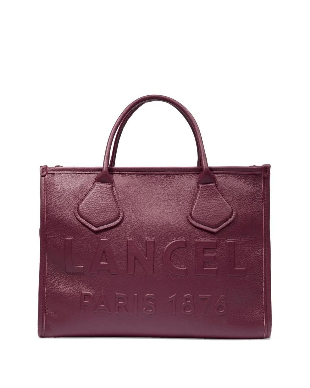 Lancel Purple Medium Embossed-Logo Tote Bag