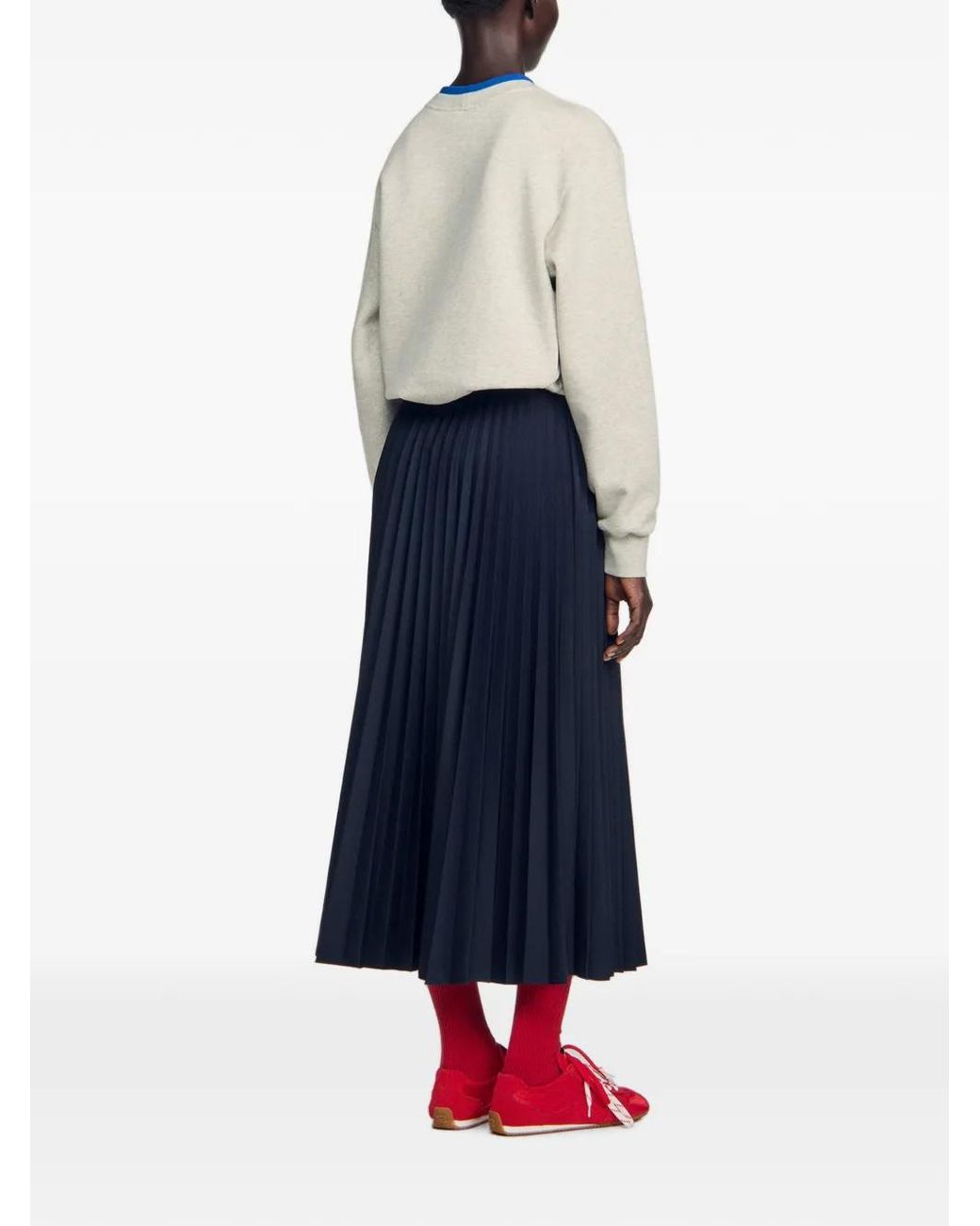 Sandro Blue Long Pleated Skirt
