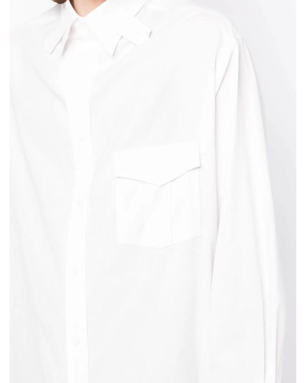 Yohji Yamamoto White Tab-Collar Long Shirt for men