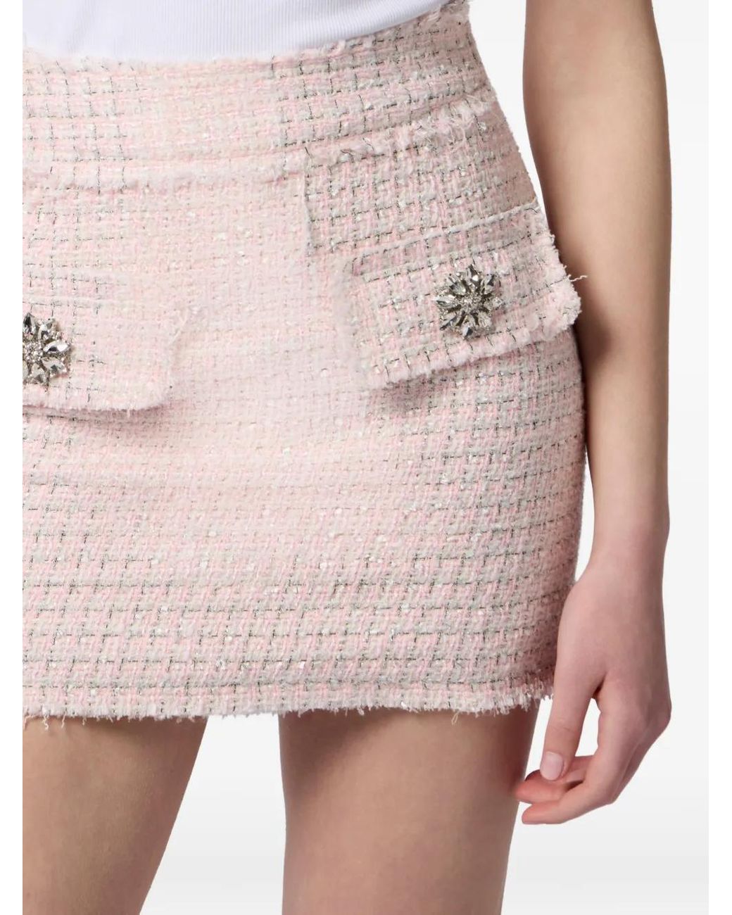 Philipp Plein Natural Mini Tweed Skirt