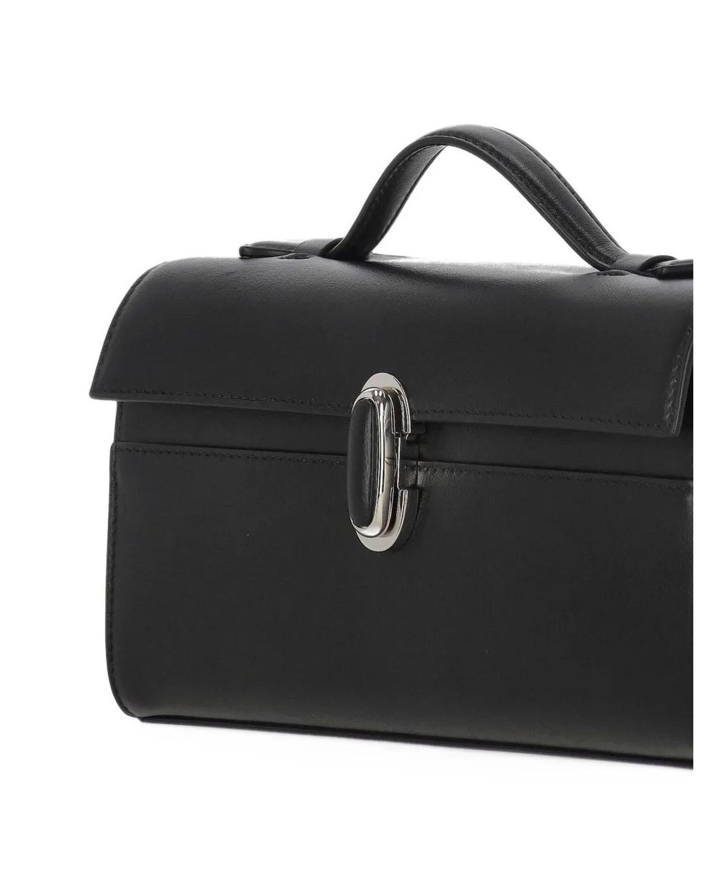 SAVETTE Black Cabas En Cuir À Fermoir Loquet