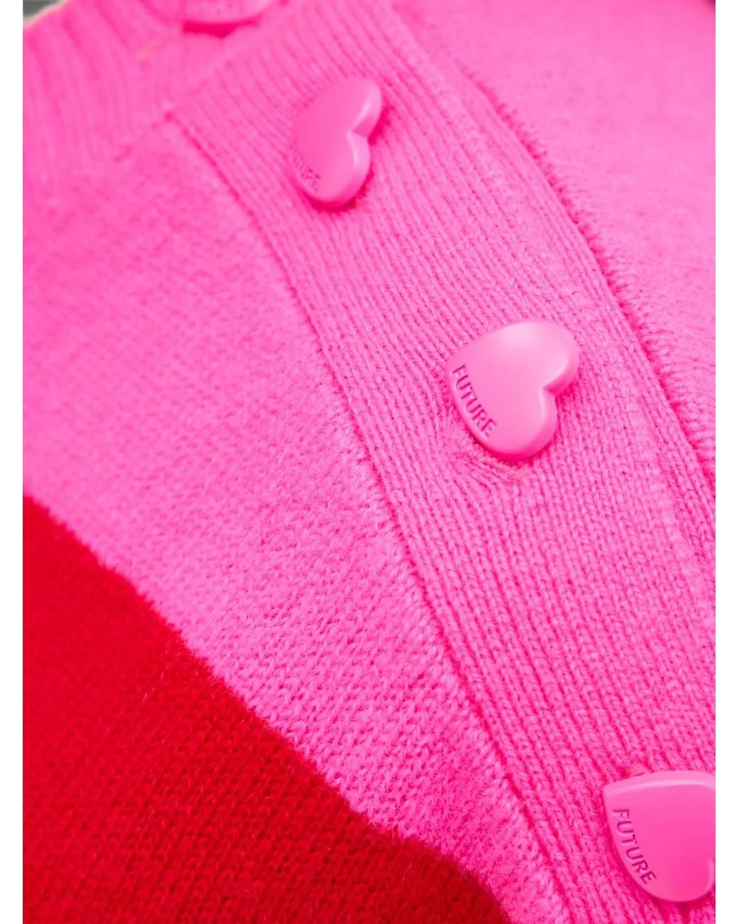 From Future Red Striped Heart-Button Sweater
