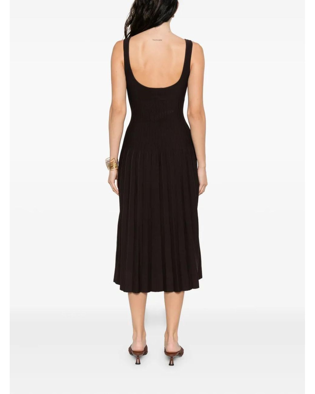 Staud Purple Ellison Pleated-Ribbed Midi Dress