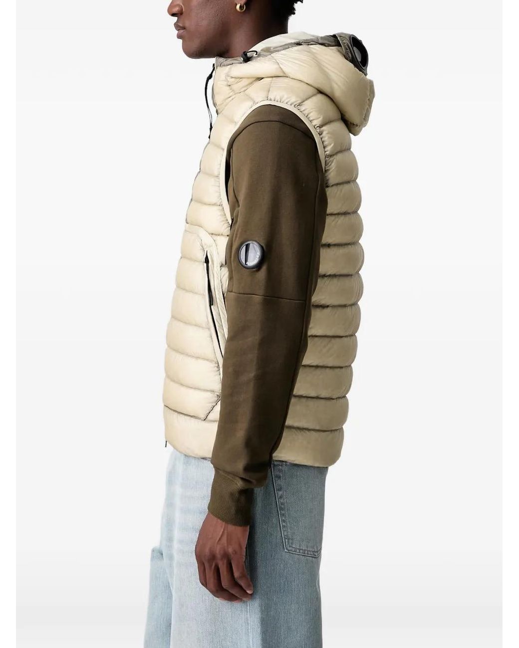 C P Company Natural Goggle-Detail Quilted Gilet for men