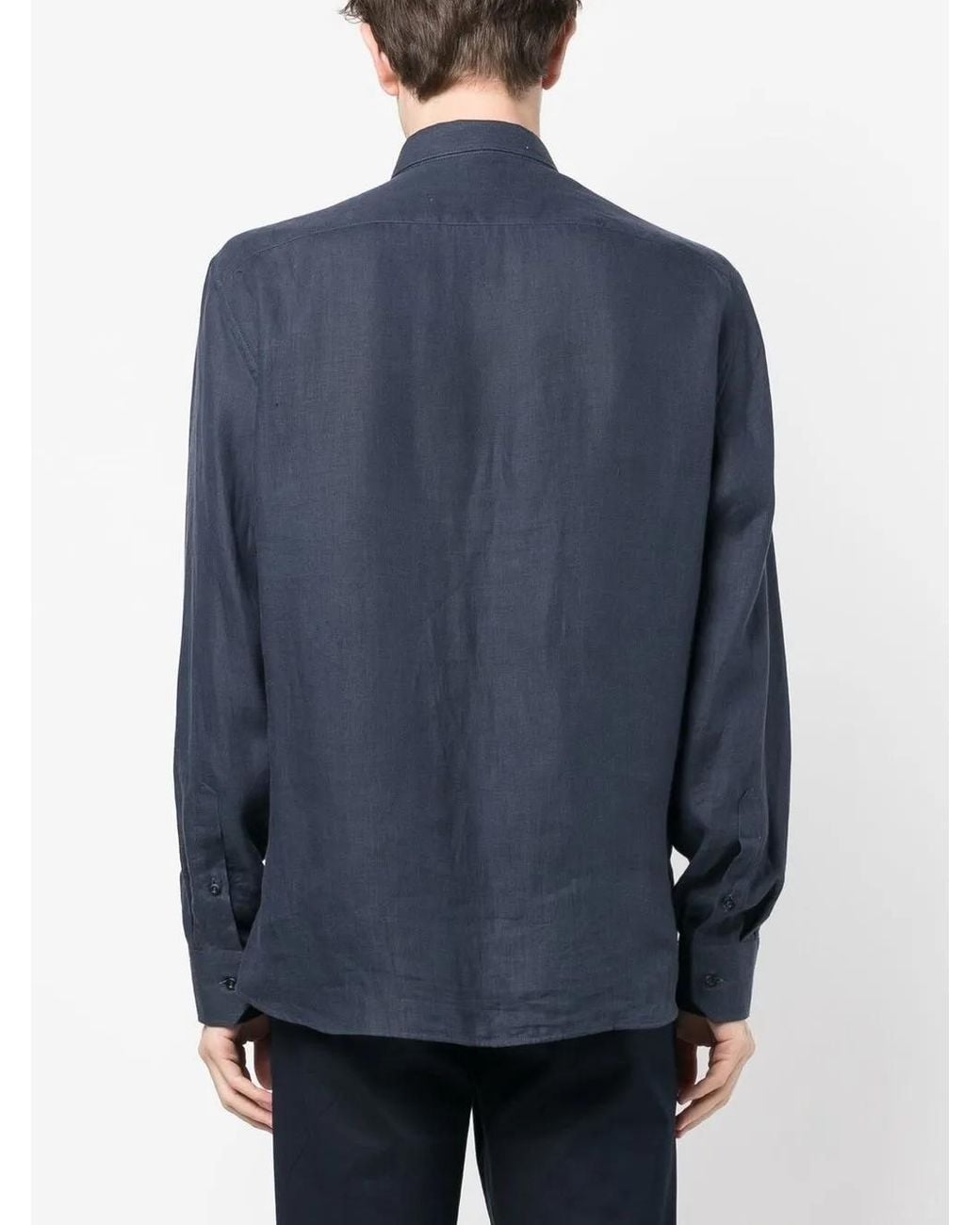 Brunello Cucinelli Blue Long-Sleeve Button-Up Shirt for men