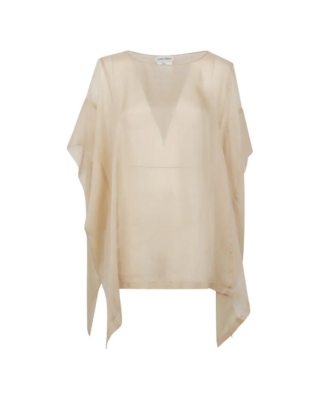 Alberta Ferretti White Sheer Silk Blouse