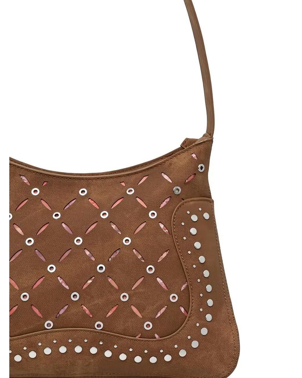 Desigual Brown Cutout Studded Crossbody Bag