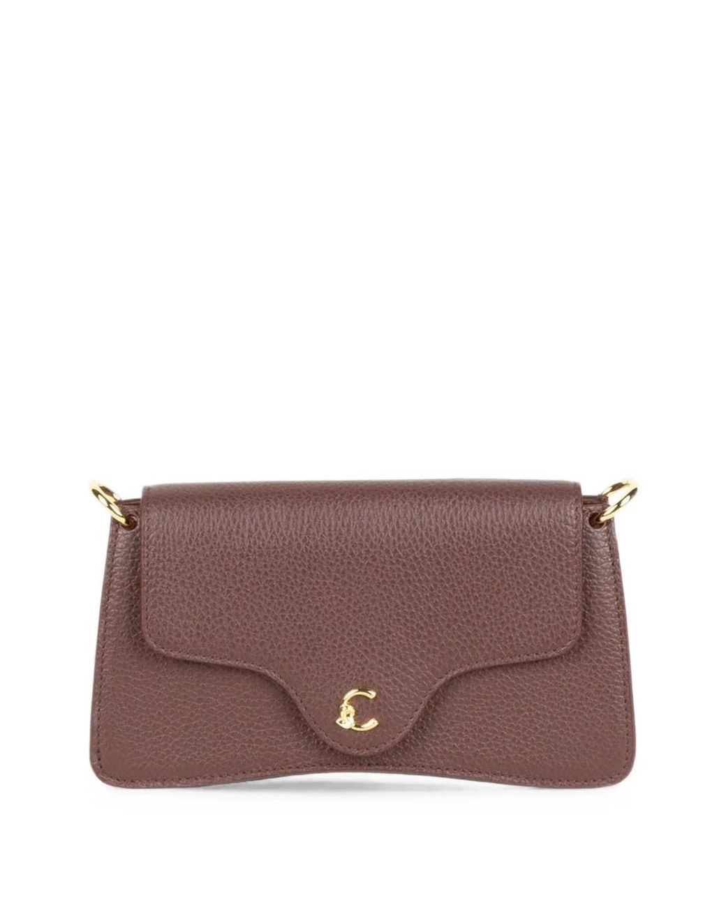 Coccinelle Purple Mini C-Me Logo-Plaque Grained Leather Shoulder Bag