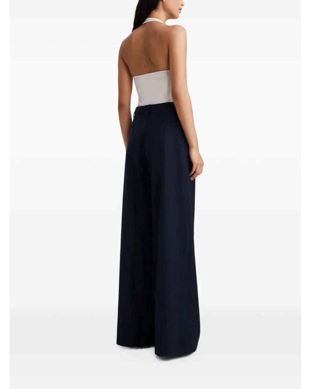 Anna Quan Blue Gehry Pleated Palazzo Trousers
