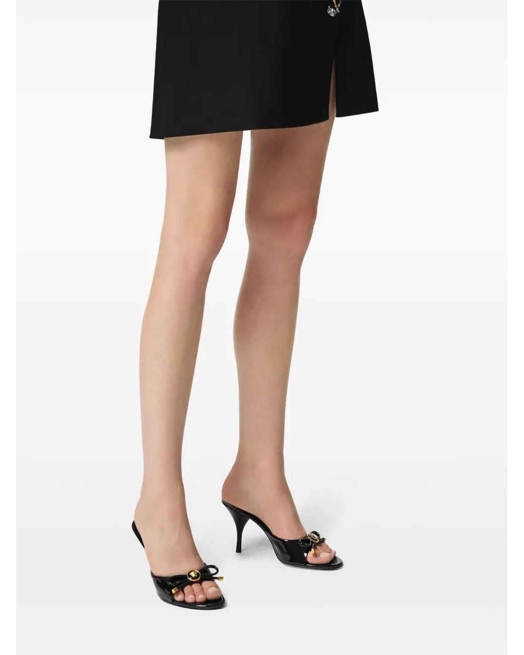 Versace Black 85Mm Opera Bow Mules