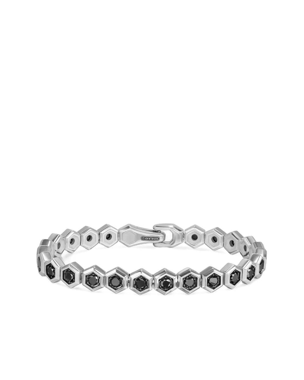 David Yurman White Sterling Hex Pavé Diamond Tennis Bracelet for men