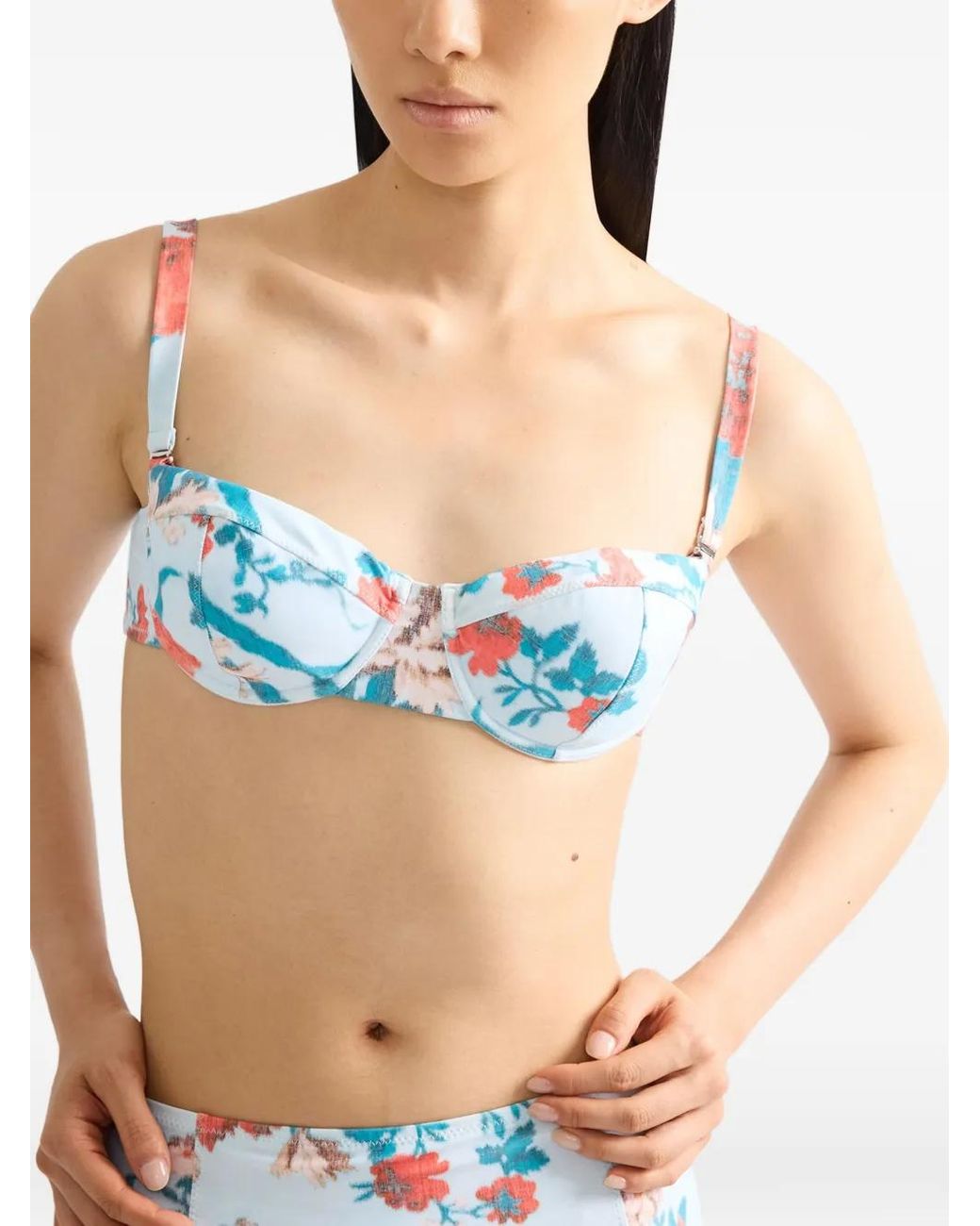 Erdem White Bas De Bikini Taille Haute À Fleurs