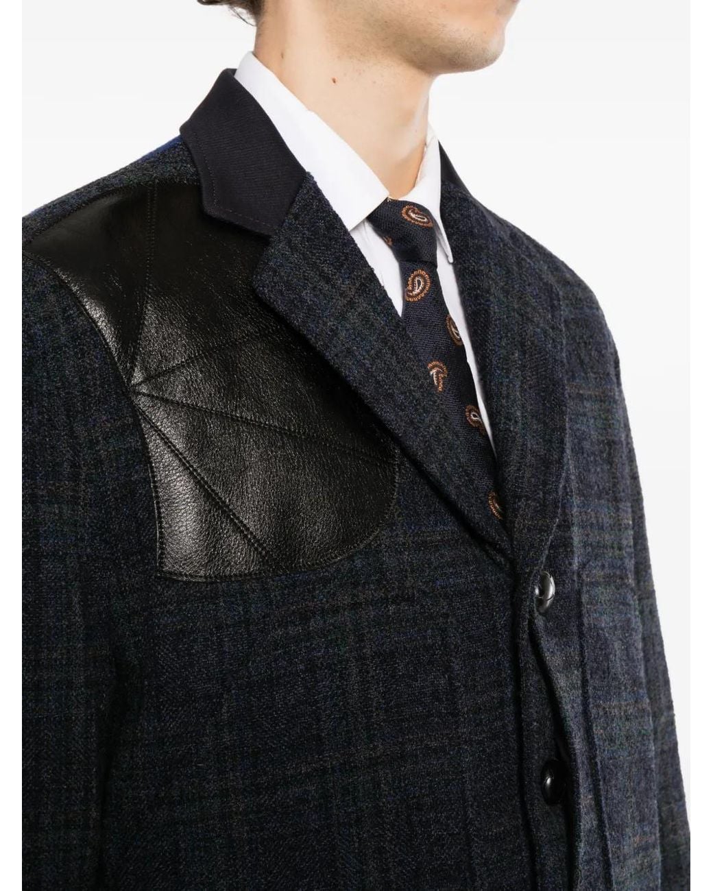 Junya Watanabe Black Patchwork Plaided Jacket for men