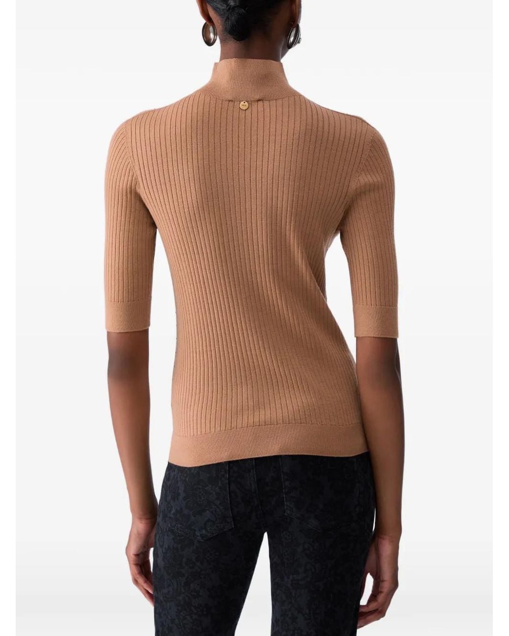Liu Jo Natural Wool Top With Rhinestones