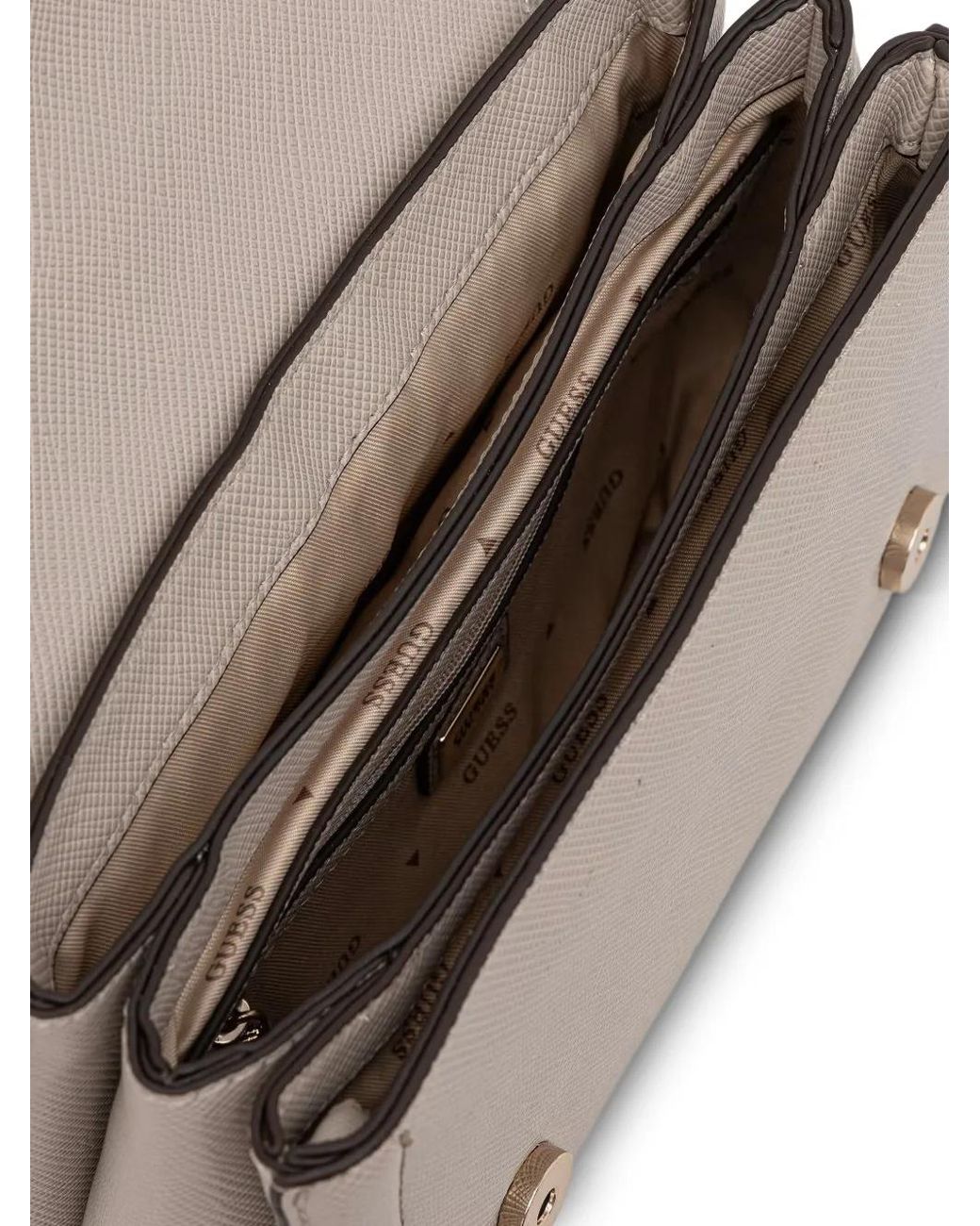 Guess Gray Noelle Saffiano Mini Crossbody