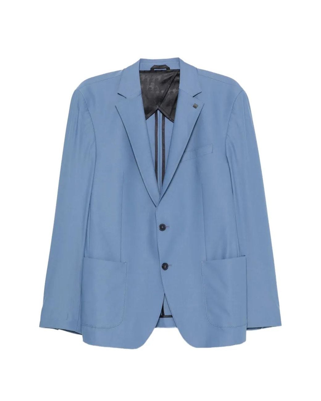 Karl Lagerfeld Blue Smart Notch-Lapel Single-Breasted Blazer for men