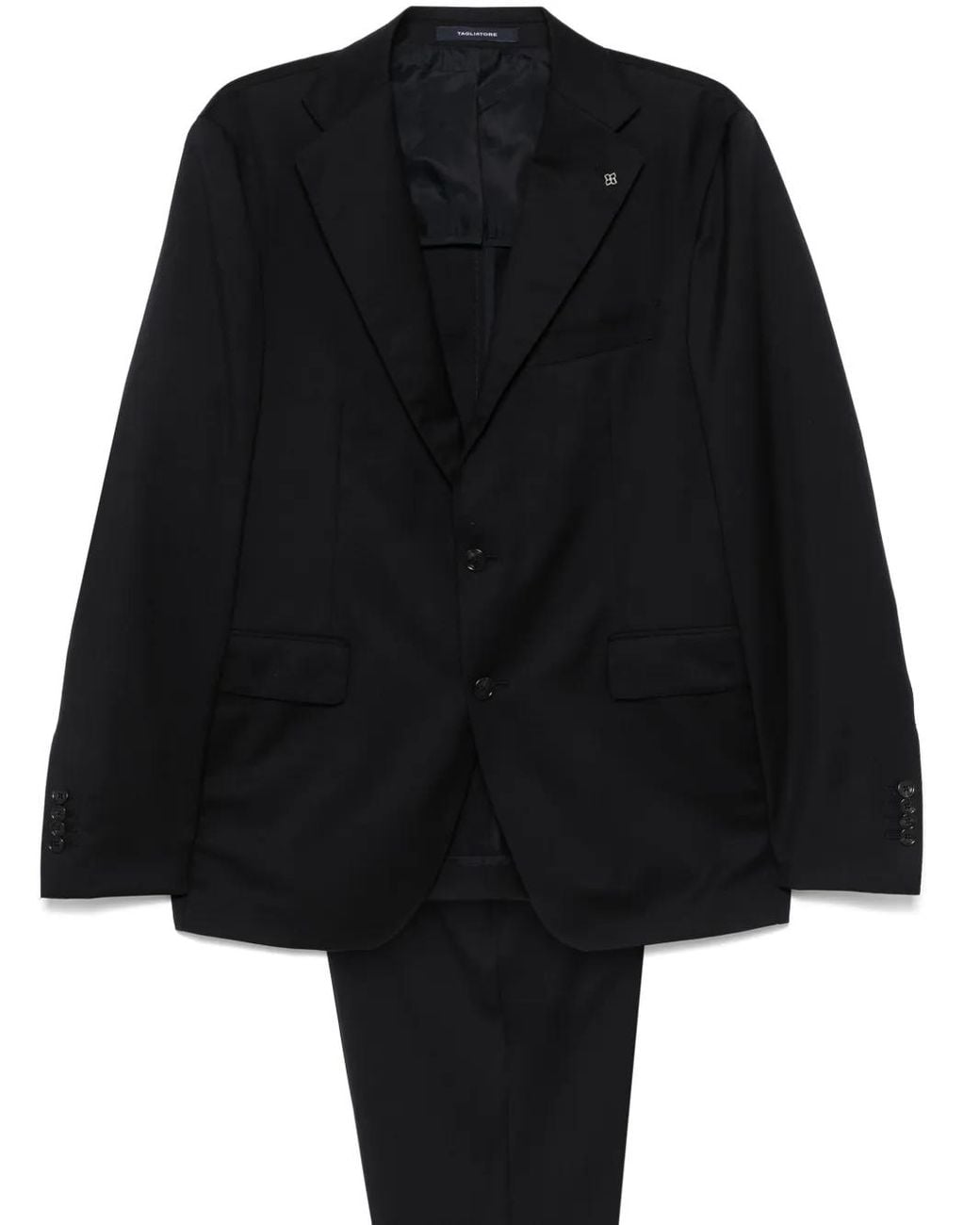 Tagliatore Black Virgin-Wool Suit for men