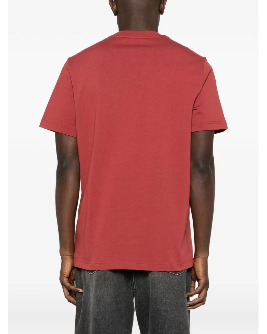 Moncler Red Ss Logo-Detail T-Shirt for men