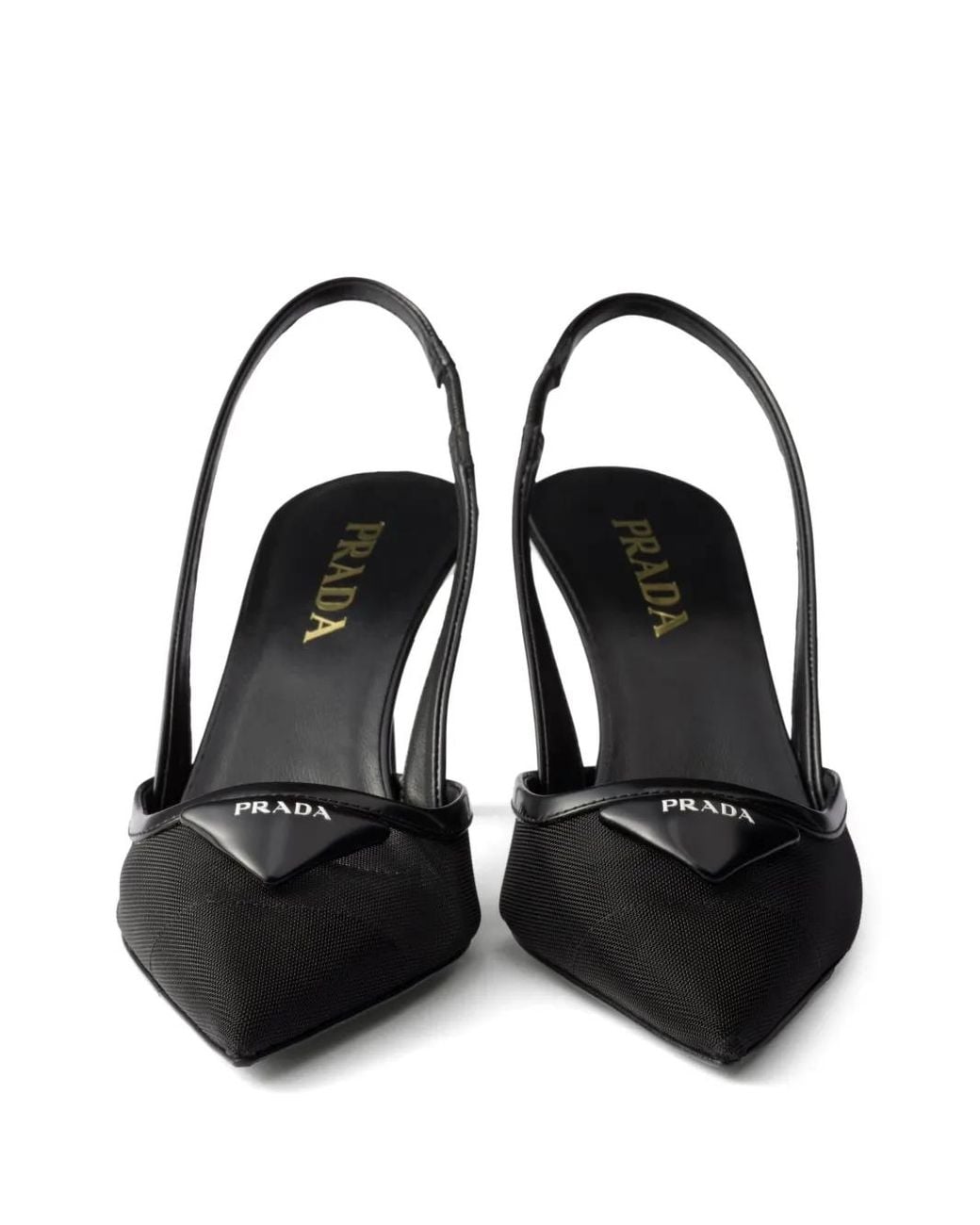 Prada Black Mesh Triangle Slingback Pumps 75