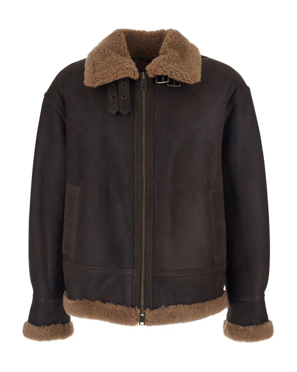 Chaqueta De Lana De Oveja Con Cierre De Tira Arma de hombre de color Black