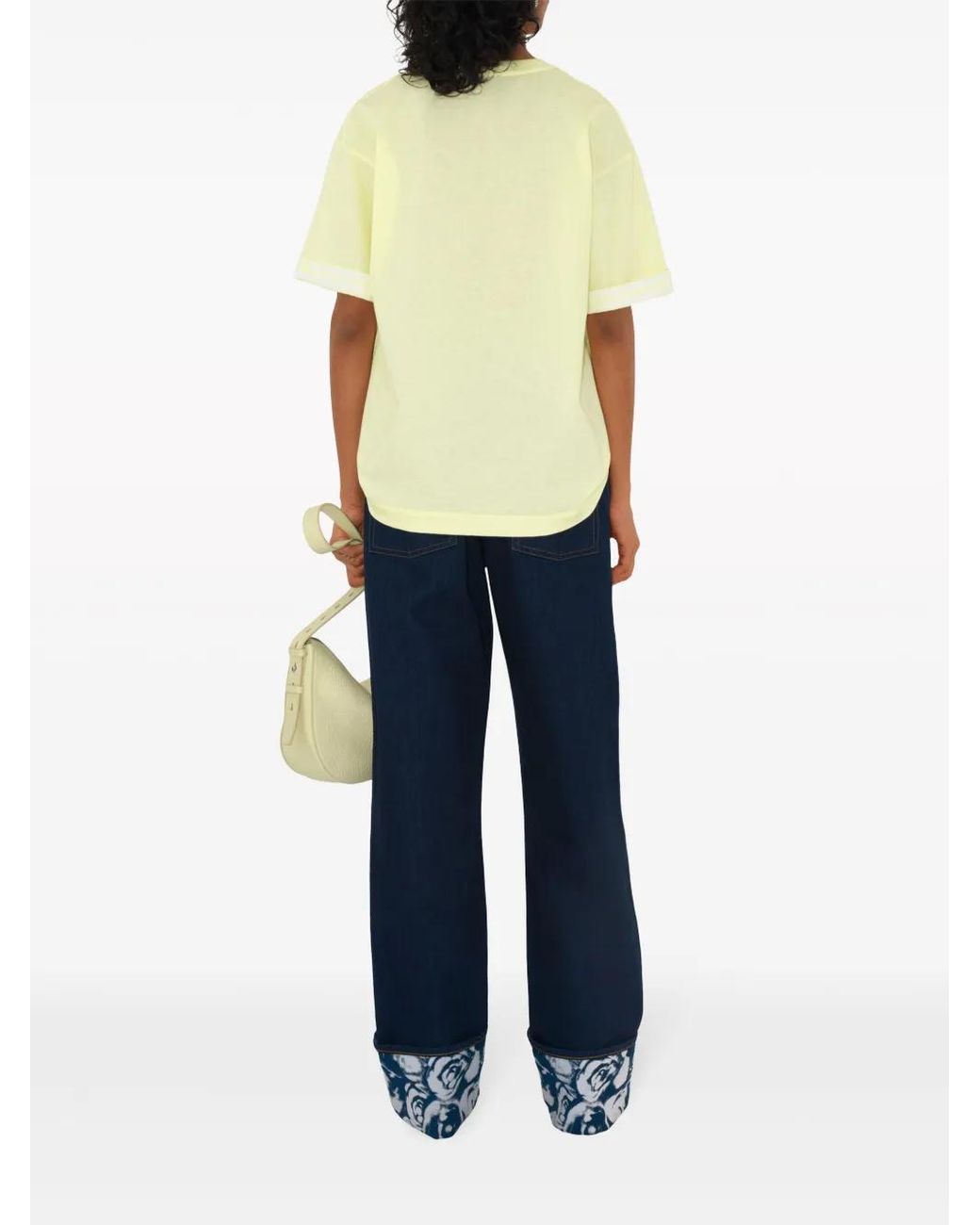 Burberry Yellow Ekd-Print Cotton T-Shirt