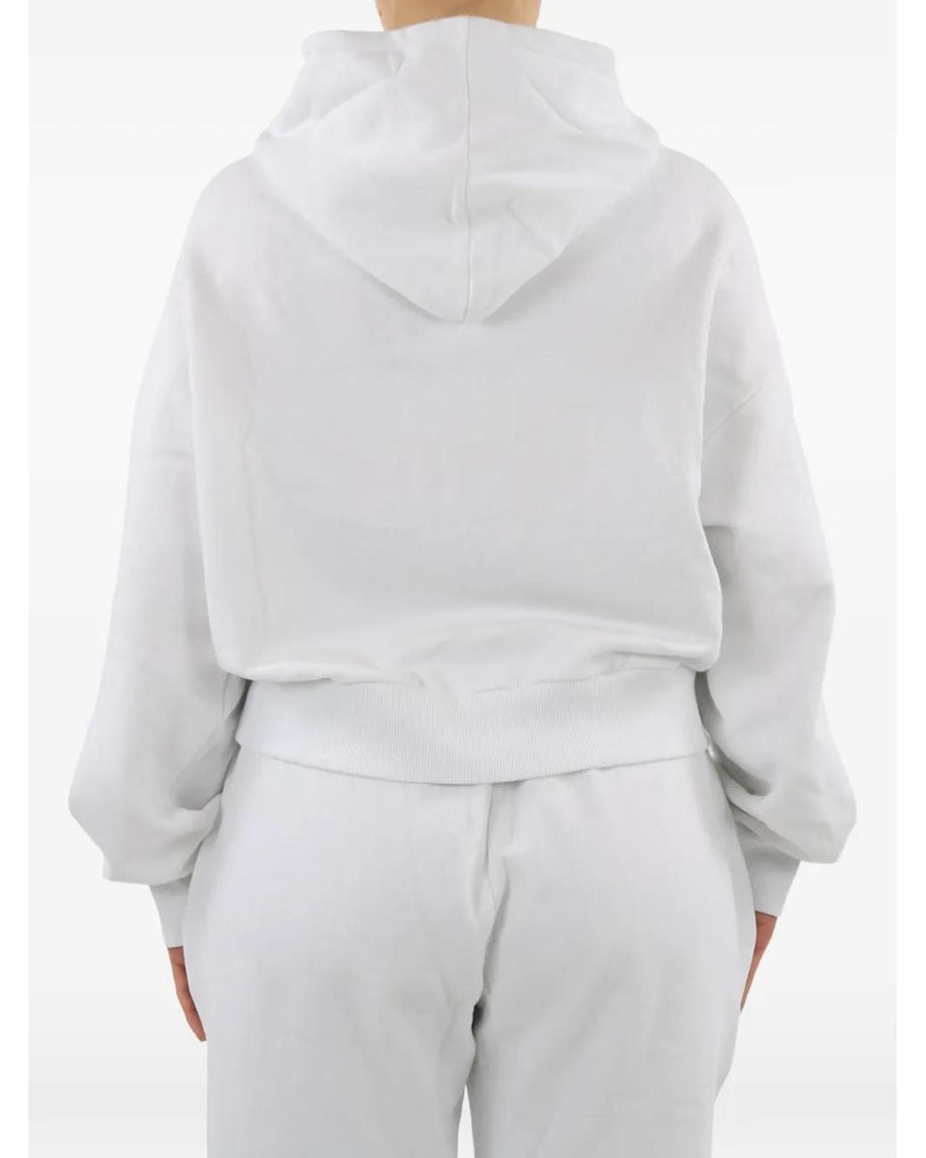 Follovers White Logo-Embroidered Cropped Hoodie