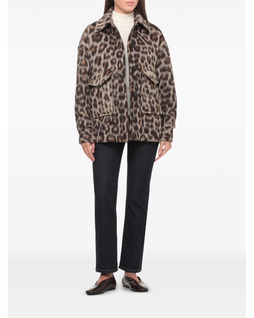 Alberto Biani Brown Leopard-Print Jacket