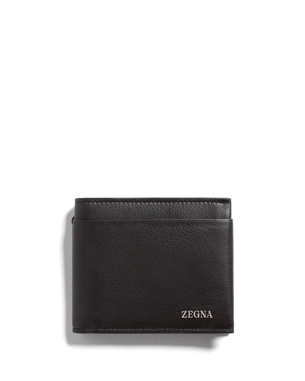 Zegna Black Bi-Fold Deerskin Leather Wallet for men