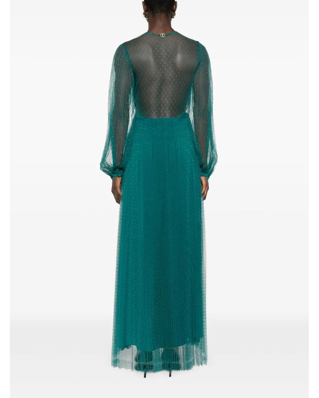 Twinset Green Twisted Long-Sleeved Dress