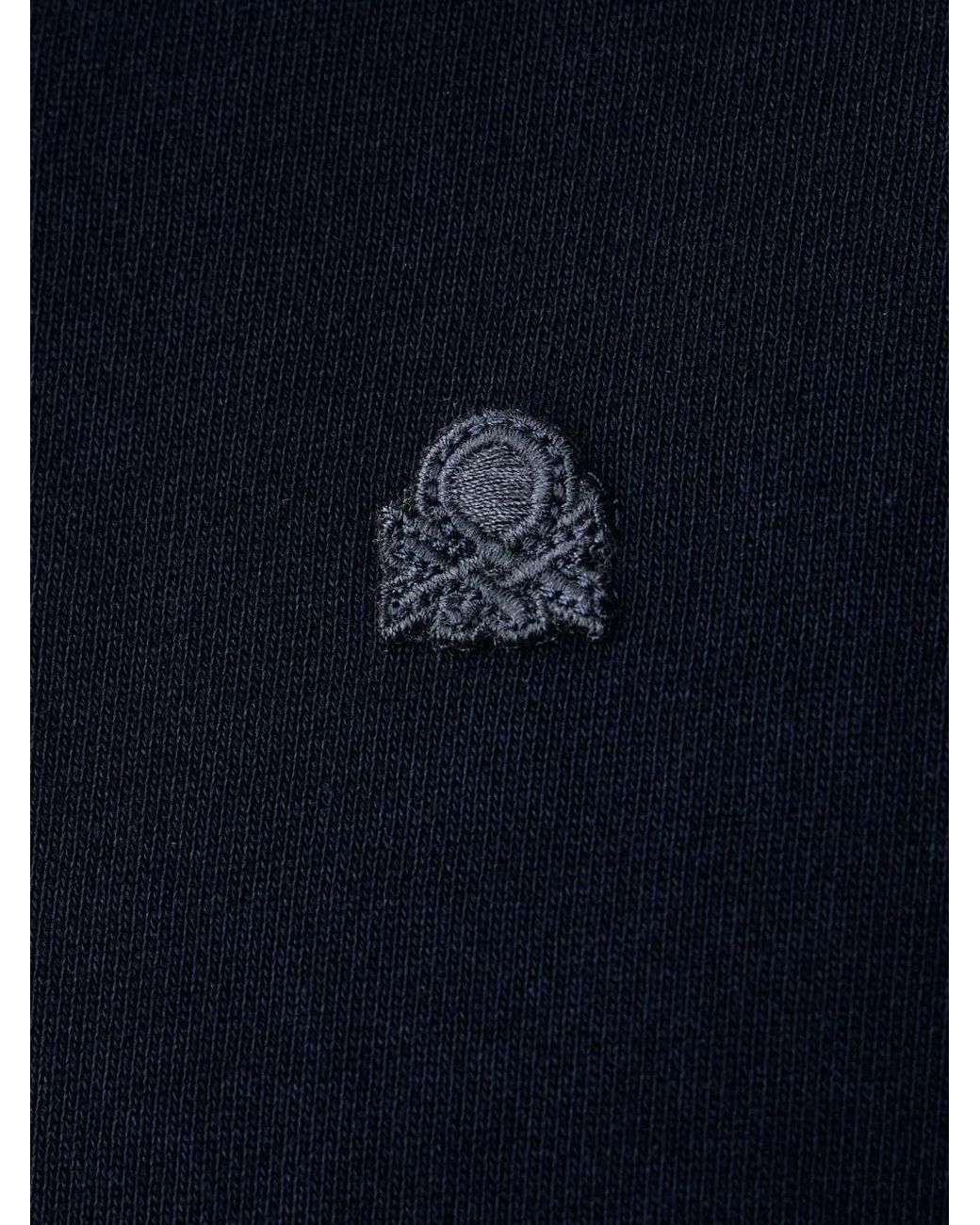 Benetton Blue Logo-Embroidered Zip-Up Hoodie for men