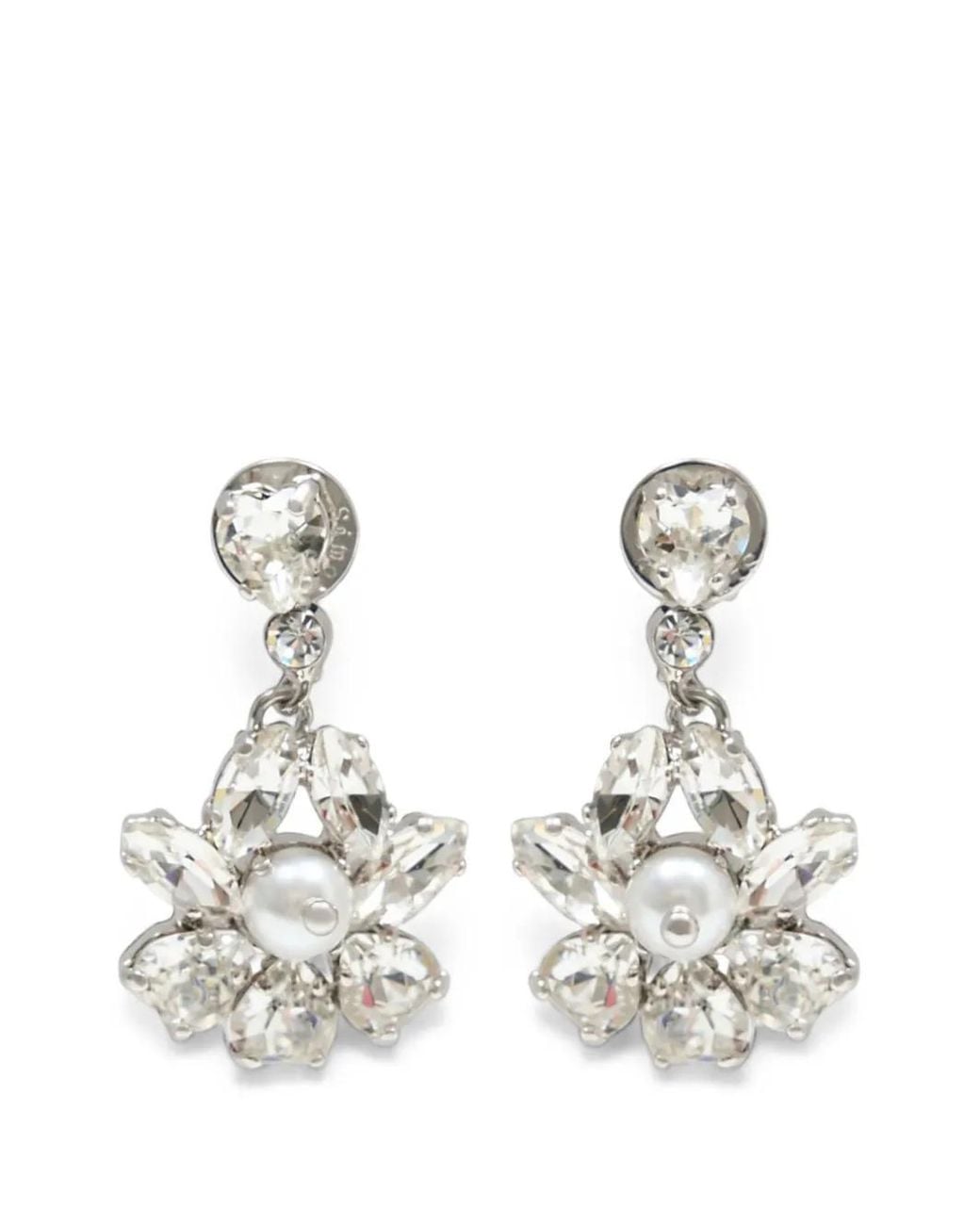Simone Rocha White Heartbloom Drop Earrings