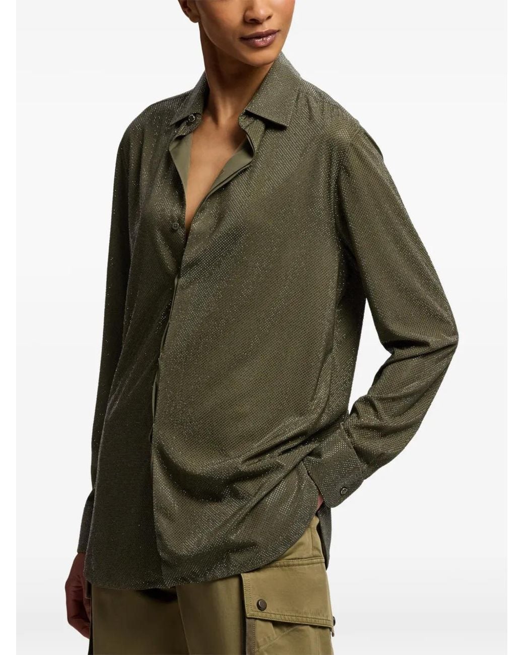 Ralph Lauren Green Adrien Embellished Relaxed-Fit Shirt