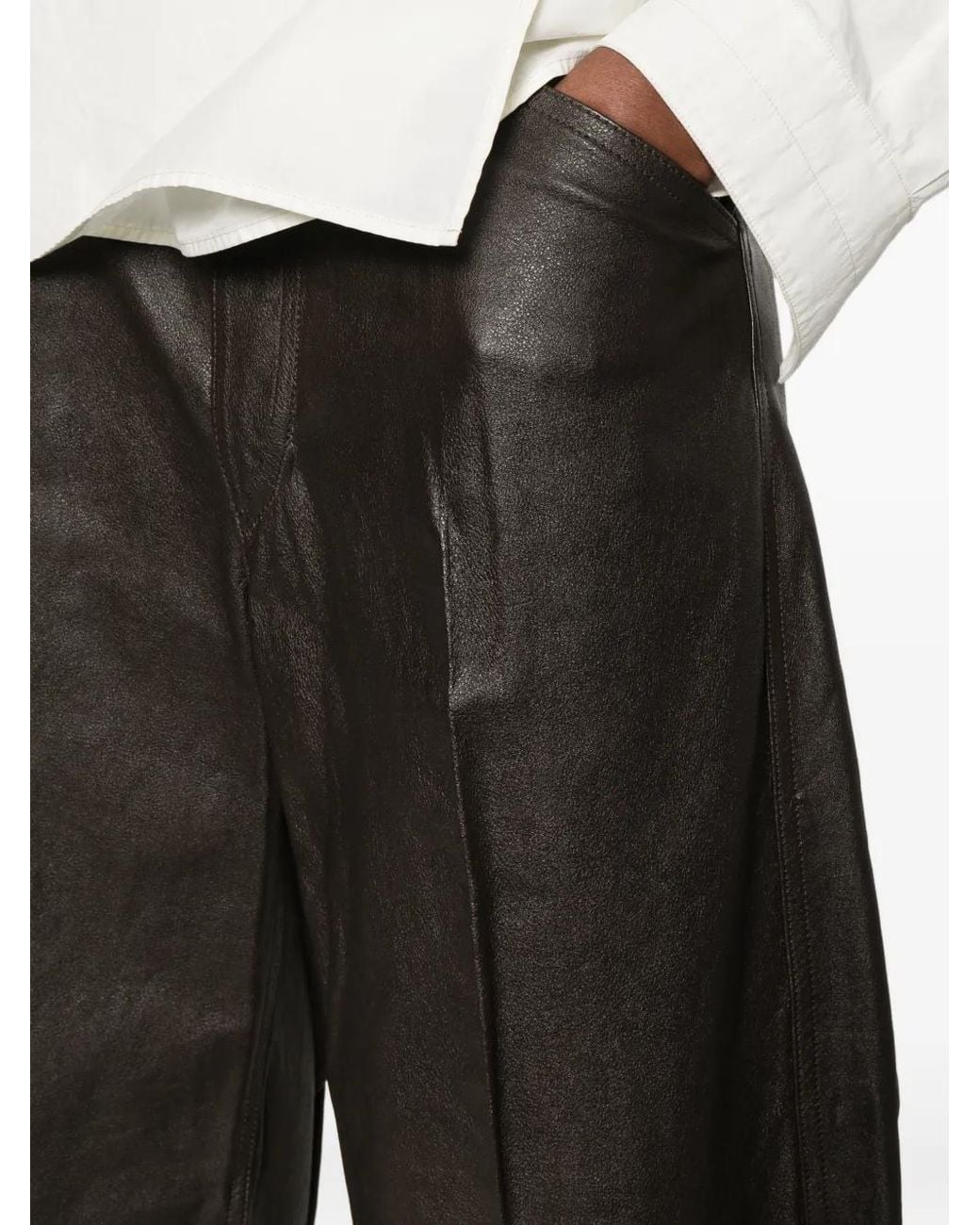 Lemaire Gray Leather Shorts