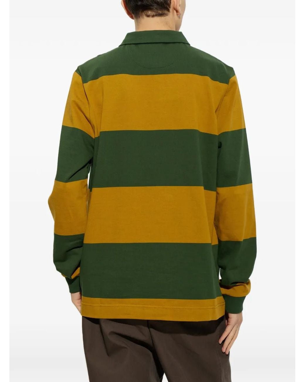Paul Smith Yellow Striped Long-Sleeve Polo Shirt for men