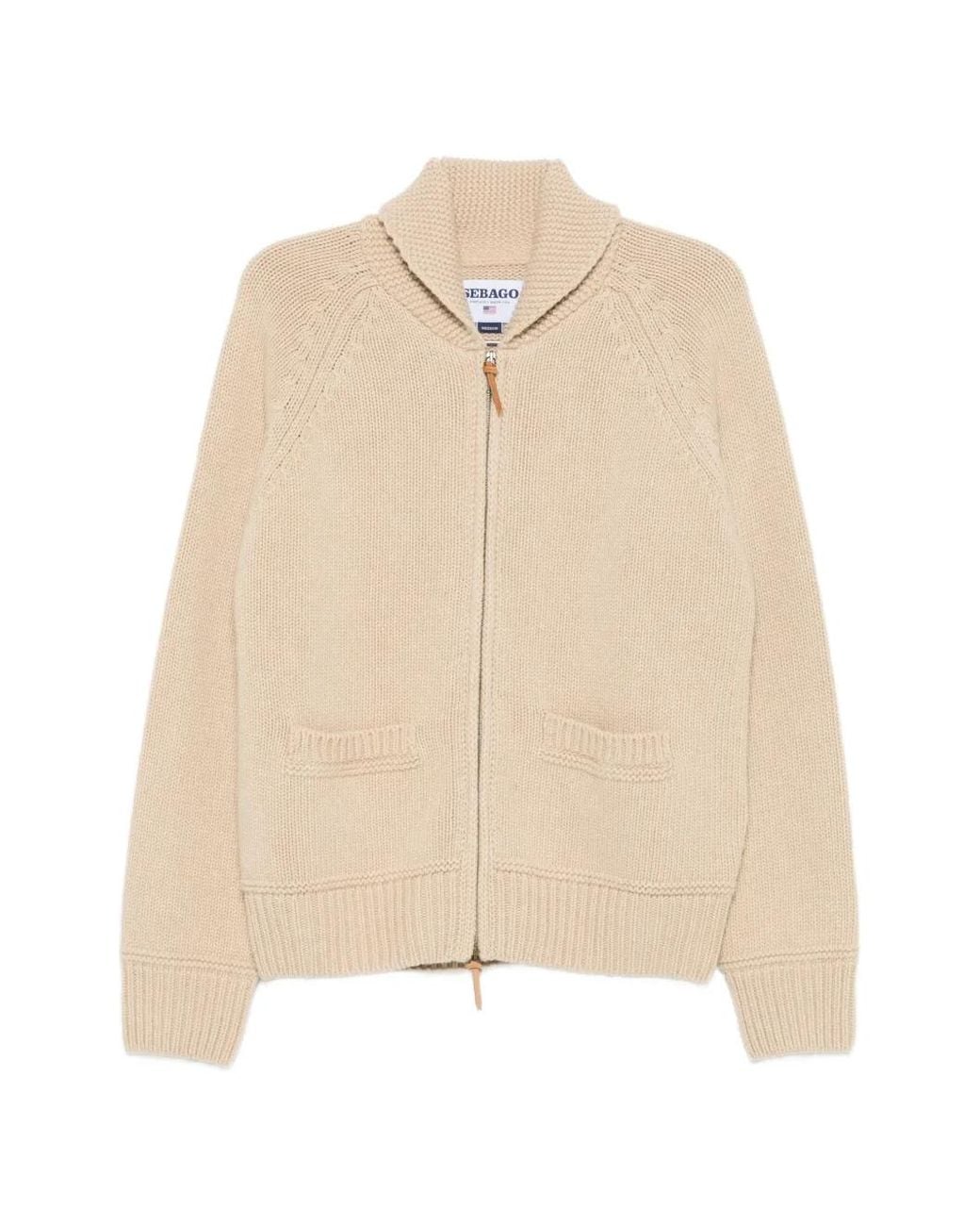 Sebago Natural Anchor-Intarsia Zip-Up Cardigan