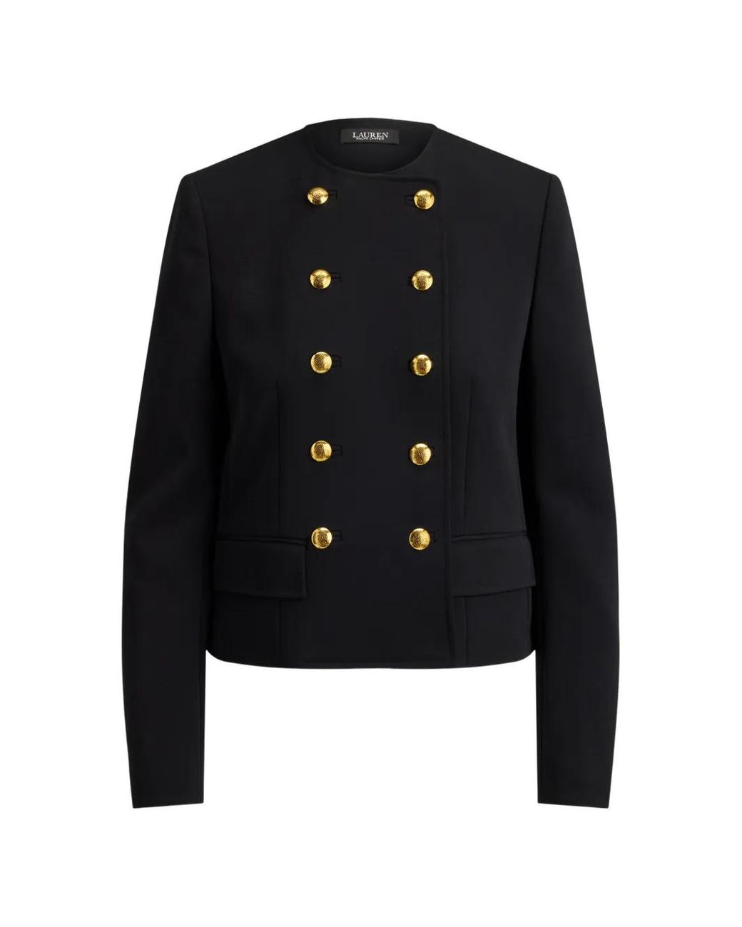 Ralph Lauren Black Double-Breasted Sablé Crepe Jacket