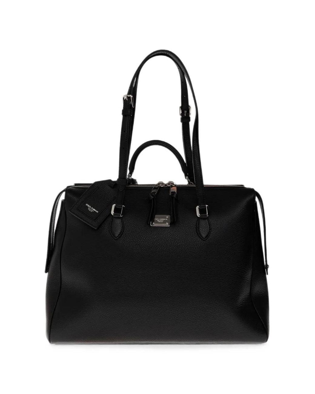 Dolce & Gabbana Black Vittoria Leather Tote Bag for men
