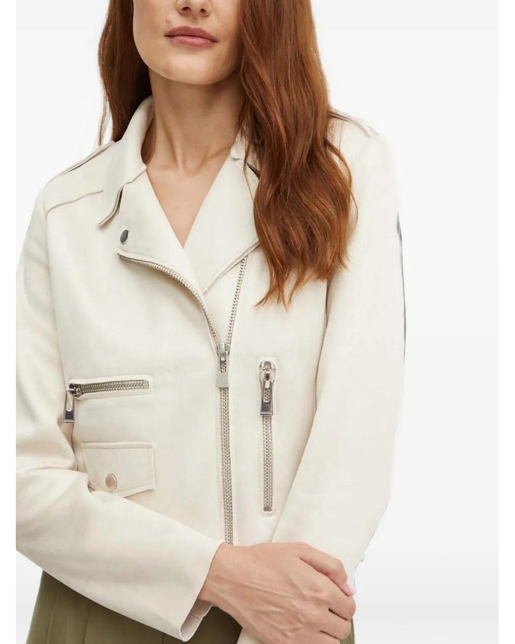 Morgan Natural Zip-Fastening Biker Jacket