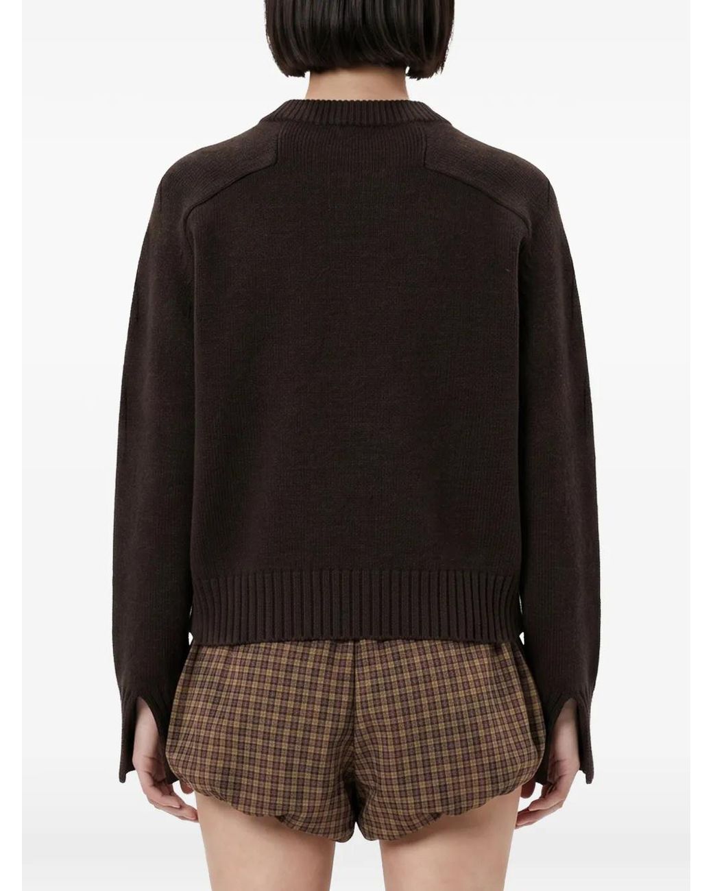 Soeur Black Ribbed-Knit Raglan-Sleeve Sweater