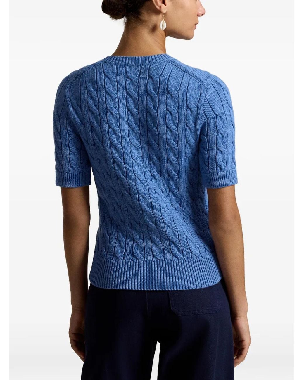 Polo Ralph Lauren Blue Cable-Knit Cotton Cardigan