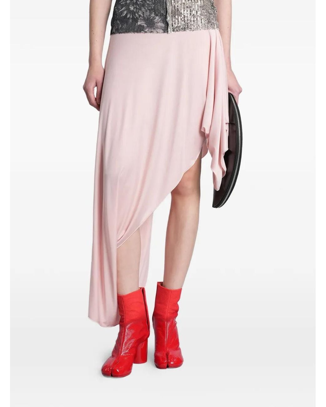 Maison Margiela Pink Draped Asymmetric Skirt