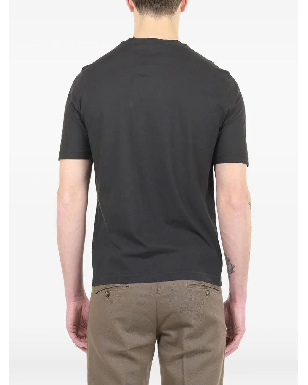 Al Duca D'aosta Black Short-Sleeved Cotton T-Shirt for men