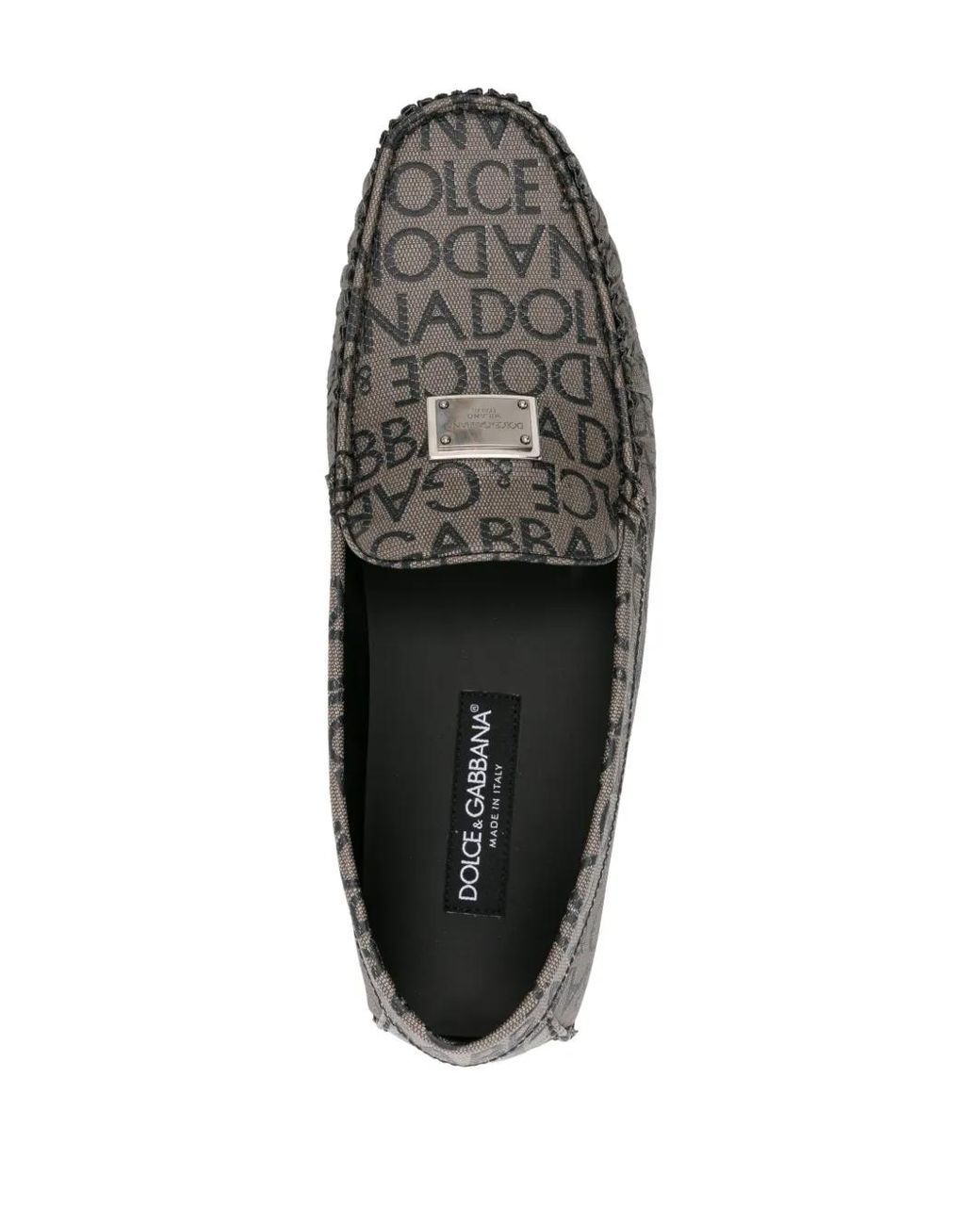 Dolce & Gabbana Gray Logo-Jacquard Canvas Loafers for men