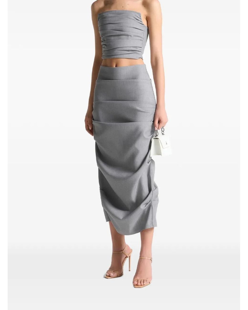 Manière De Voir Gray Pleated Bandeau Tailored Corset Top