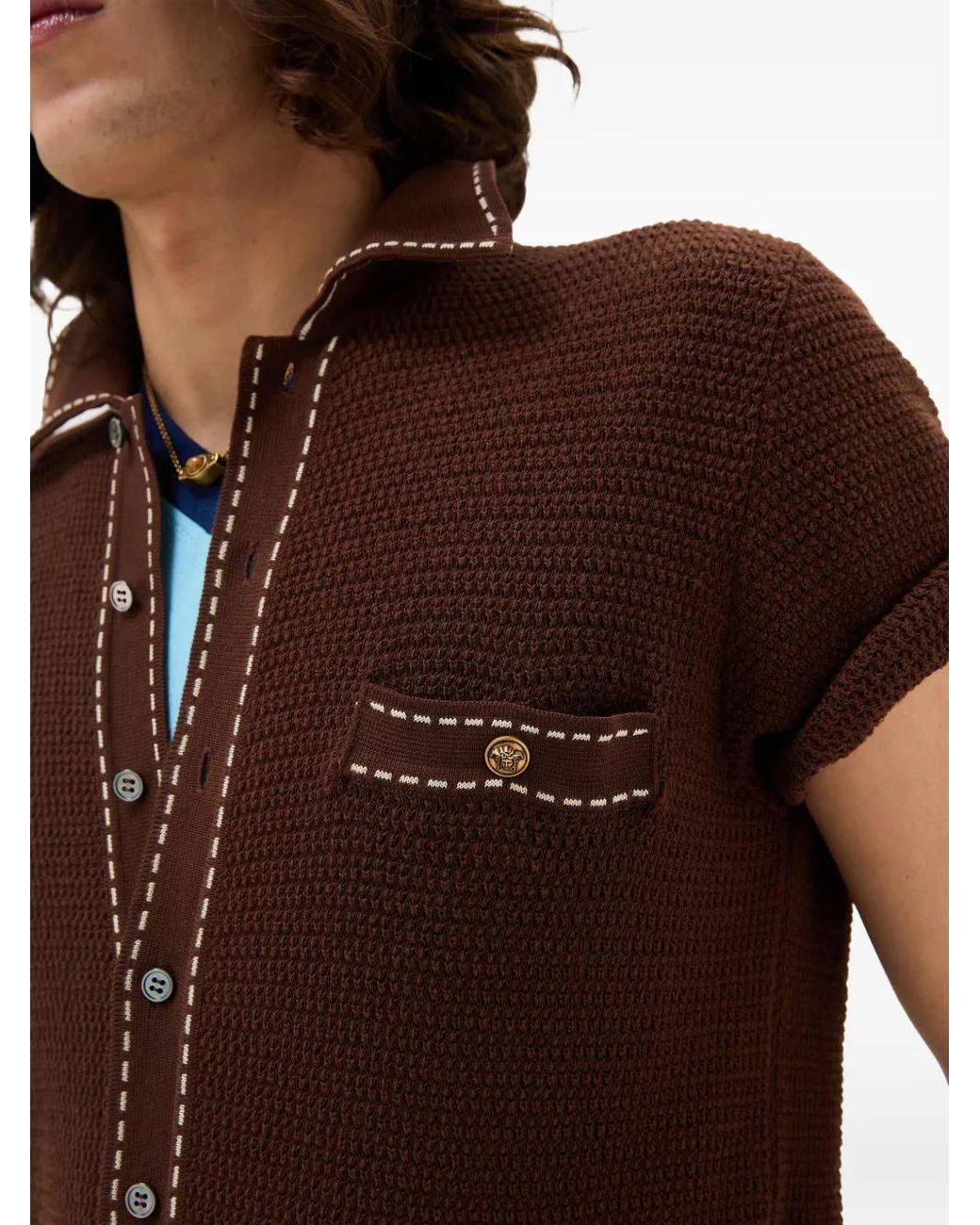 Versace Brown Chemise En Maille for men